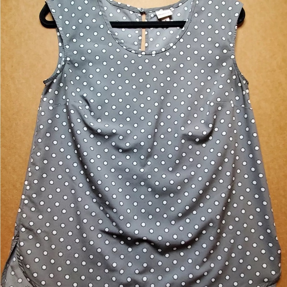 Merona Gray Sleeveless Blouse with Polka Dots